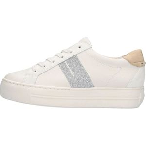 Paul Green, Schoenen, Dames, Veelkleurig, 40 1/2 EU, Leer, Beige Lage Sneakers met Glitter