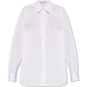 Stella McCartney, Blouses & Shirts, Dames, Wit, S, Katoen, Katoenen shirt met bloemenmotief
