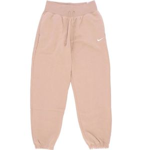 Nike, Broeken, Dames, Roze, L, Katoen, Fleece Trainingspak Broek High-Waisted Oversized