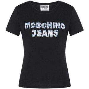 Moschino, Tops, Dames, Zwart, L, Klassiek T-shirt
