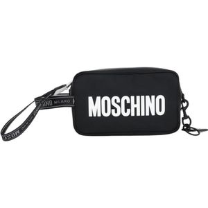 Moschino, Tassen, unisex, Veelkleurig, ONE Size, Nylon, Zwarte en Witte Logo Tas voor Heren