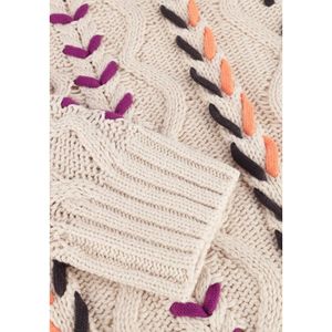 Catwalk Junkie, Truien, Dames, Beige, L, Katoen, Kleurrijke Cable Knit Trui