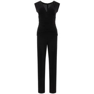 Norma Kamali, V-Hals Jumpsuit, Slim Fit Zwart, Dames, Maat:M