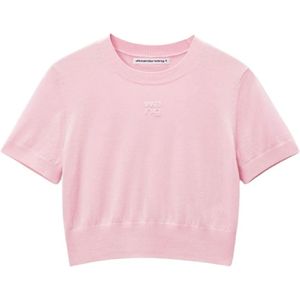 Alexander Wang, Tops, Dames, Roze, S, Wol, Roze Wol Logo T-shirts Polos