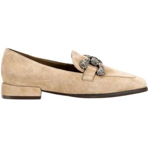 Alma EN Pena, Loafers met Vierkante Neus en Strass Beige, Dames, Maat:39 EU