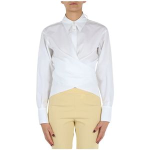 Fabiana Filippi, Blouses & Shirts, Dames, Wit, S, Katoen, Overlappende Detail Poplin Shirt