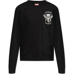 Kenzo, Sweatshirts & Hoodies, Heren, Zwart, S, Katoen, Sweatshirt met logo