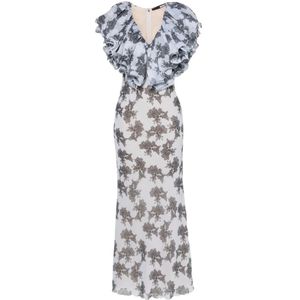 Rotate Birger Christensen, Blauwe Jurk met Bloemenprint Blauw, Dames, Maat:S