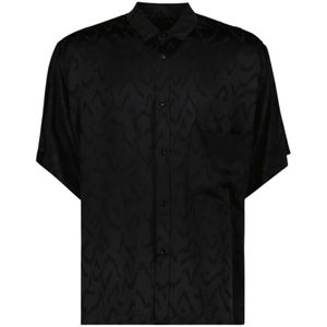 Saint Laurent, Overhemden, Heren, Zwart, M, Zijden Oversized Shirt Klassieke Kraag Korte Mouw