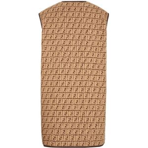 Fendi, Jassen, Heren, Beige, L, Wol, Beige Wol Kasjmier Vest Aw 23