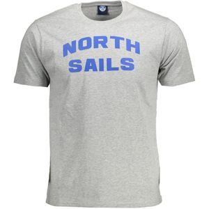 North Sails, Tops, Heren, Grijs, XL, Katoen, Grijze Statement Tee met Distinct Print