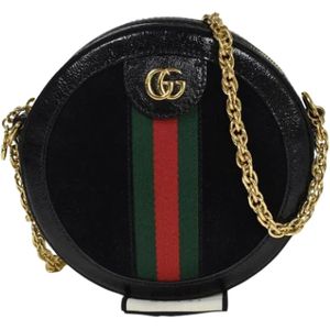 Gucci Vintage, Pre-owned, Dames, Zwart, ONE Size, Leer, Tweedehands leren handtassen
