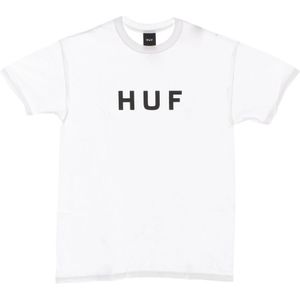 Huf, Tops, Heren, Wit, L, Katoen, Wit Logo Tee Korte Mouw T-shirt