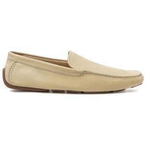 Bally, Schoenen, Heren, Beige, 40 EU, Suède, Beige Suède Mocassin met Rubberen Zool