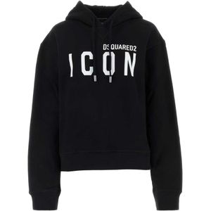 Dsquared2, Sweatshirts & Hoodies, Dames, Zwart, L, Katoen, Hoodies