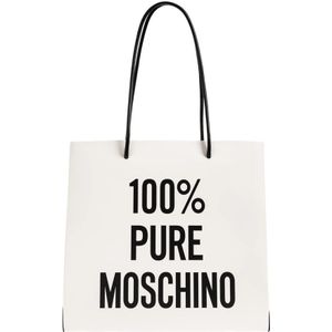 Moschino, Bedrukte shopper tas Wit, Dames, Maat:ONE Size
