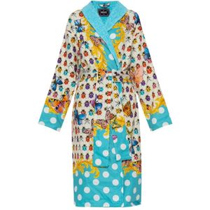 Versace, Kleurrijke katoenen badjas met vlinderprint Veelkleurig, Dames, Maat:M