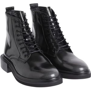 Calvin Klein, Schoenen, Heren, Zwart, 43 EU, Leer, Zwarte Veterschoenen