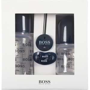 Hugo Boss, Blauwe Babyfles Set met Fopspeen en Clip Blauw, unisex, Maat:ONE Size