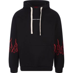 Vision OF Super, Sweatshirts & Hoodies, Heren, Zwart, S, Katoen, Zwarte hoodie met rode vlammen