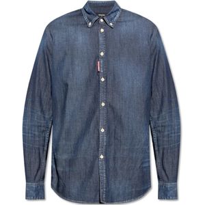 Dsquared2, Overhemden, Heren, Blauw, 3Xl, Denim, Denim overhemd