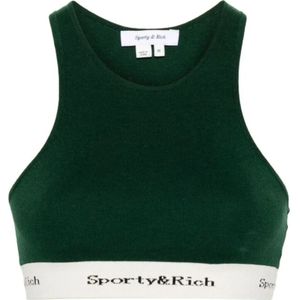 Sporty & Rich, Groene Mouwloze Racerback Top Groen, Dames, Maat:M