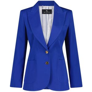 Etro, Katoenen Blazer met Knoopsluiting Blauw, Dames, Maat:3XS