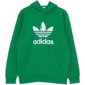 Adidas, Sweatshirts & Hoodies, Heren, Groen, L, Katoen, Groen/Wit Trefoil Lichtgewicht Hoodie