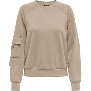 Only, Sweatshirts & Hoodies, Dames, Beige, S, Stijlvolle Crewneck Sweatshirt met Mouwzak