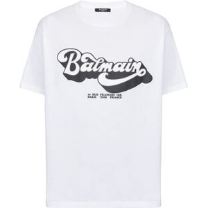 Balmain, Tops, Heren, Wit, M, Katoen, 70s T-shirt