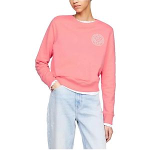 Tommy Hilfiger, Luxe Reg Prep Sweatshirt met authentieke print Roze, Dames, Maat:XS