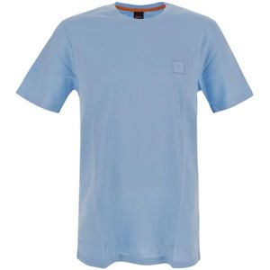 Hugo Boss, Tops, Heren, Blauw, S, Lichtblauw Logo T-Shirt