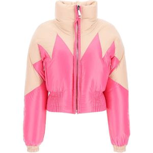 Khrisjoy, Gewatteerde Zigzag Cropped Puffer Jas Roze, Dames, Maat:XS