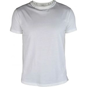 Valentino Garavani, Tops, Heren, Wit, S, Katoen, Witte Katoenen Rockstud T-shirt