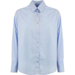 Dondup, Blouses & Shirts, Dames, Blauw, 2Xs, Katoen, Oversized Blauwe Poplin Overhemd