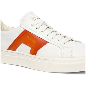 Santoni, Schoenen, Heren, Veelkleurig, 44 EU, Leer, Dubbele Gesp Leren Sneaker