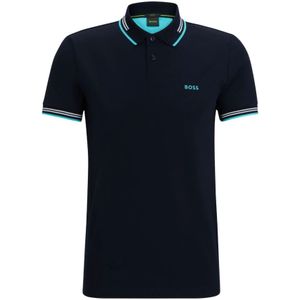 Hugo Boss, Tops, Heren, Blauw, XL, Katoen, Blauw Logo Print Poloshirt