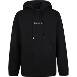 Lanvin, Geborduurde Oversized Hoodie Zwart, Heren, Maat:M