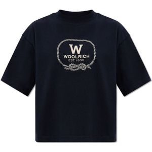 Woolrich, Tops, Dames, Blauw, L, Katoen, Oversized T-shirt