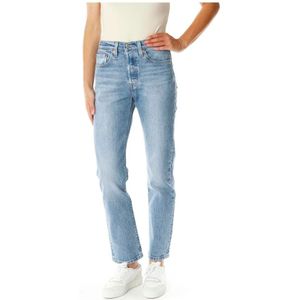 Levi's, Jeans, Dames, Blauw, W27 L30, Denim, High Waist Straight Fit Jeans