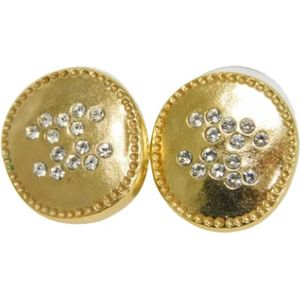 Chanel Vintage, Pre-owned, Dames, Geel, ONE Size, Tweed, Pre-owned Metal earrings