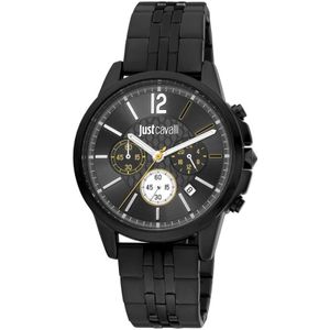 Just Cavalli, Accessoires, Heren, Zwart, ONE Size, Zwarte heren quartz analoog horloge