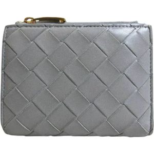 Bottega Veneta Vintage, Tweedehands Grijze Leren Bottega Veneta Portemonnee Grijs, Dames, Maat:ONE Size