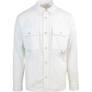 Paolo Pecora, Beige Overhemd met Lange Mouwen en Zakken Wit, Heren, Maat:L