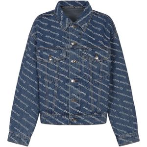 Alexander Wang, Jassen, Dames, Blauw, L, Katoen, Blauwe Logo Print Game Jassen