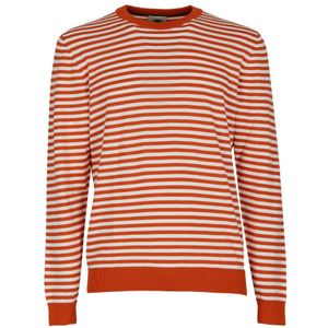 Gallo, Truien, Heren, Veelkleurig, M, Katoen, Oranje Gestreepte Crew-Neck Pullover