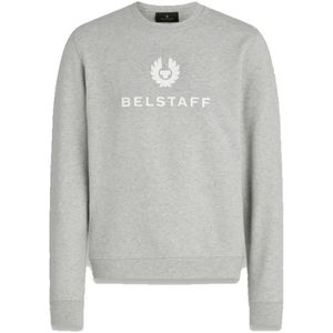 Belstaff, Sweatshirts & Hoodies, Heren, Grijs, 2Xl, Katoen, Signature Crewneck Sweatshirt in Old Silver
