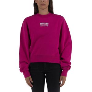 Moschino, Sweatshirts & Hoodies, Dames, Roze, S, Katoen, Stijlvolle Sweatshirt voor Vrouwen