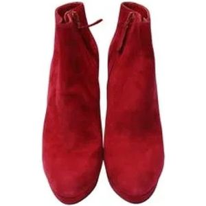 Alexander McQueen Pre-owned, Pre-owned, Dames, Rood, 37 EU, Suède, Pre-owned Laarzen