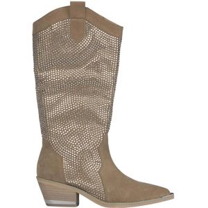 Alma EN Pena, Schitterende Rhinestone Enkellaarzen Beige, Dames, Maat:35 EU